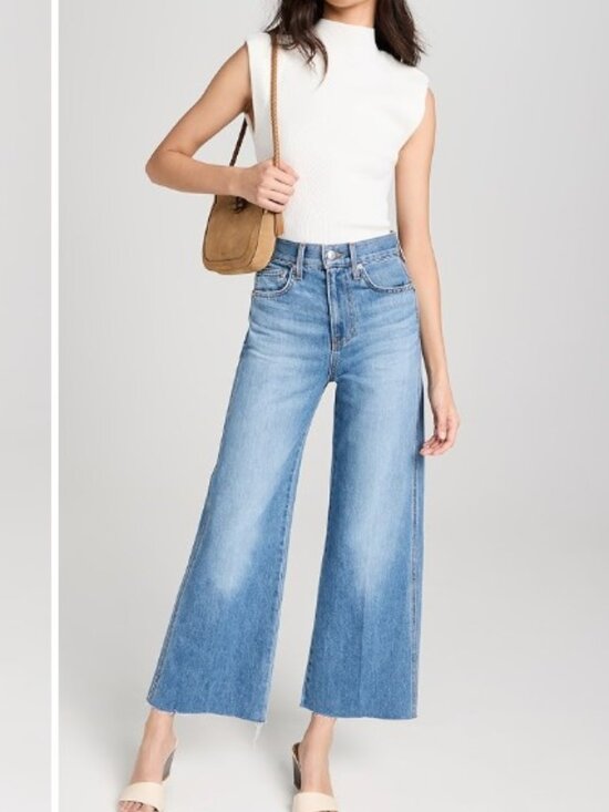Veronica Beard Denim - Veronica Beard Taylor Cropped High Rise Wide Leg Jean in Enough Said. Size 27